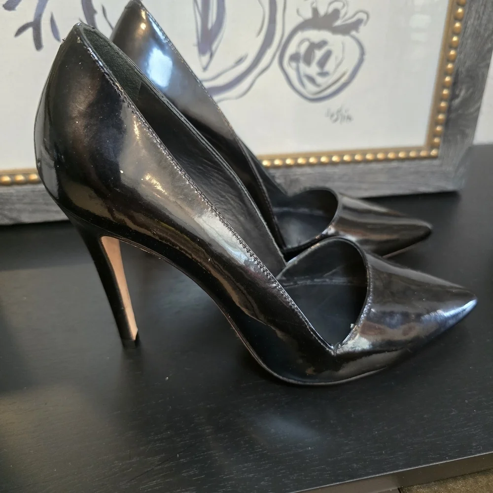 Alice & Olivia by Stacey Bendet Pointed Patent Leather Heels Shoes 38.5 Brasil